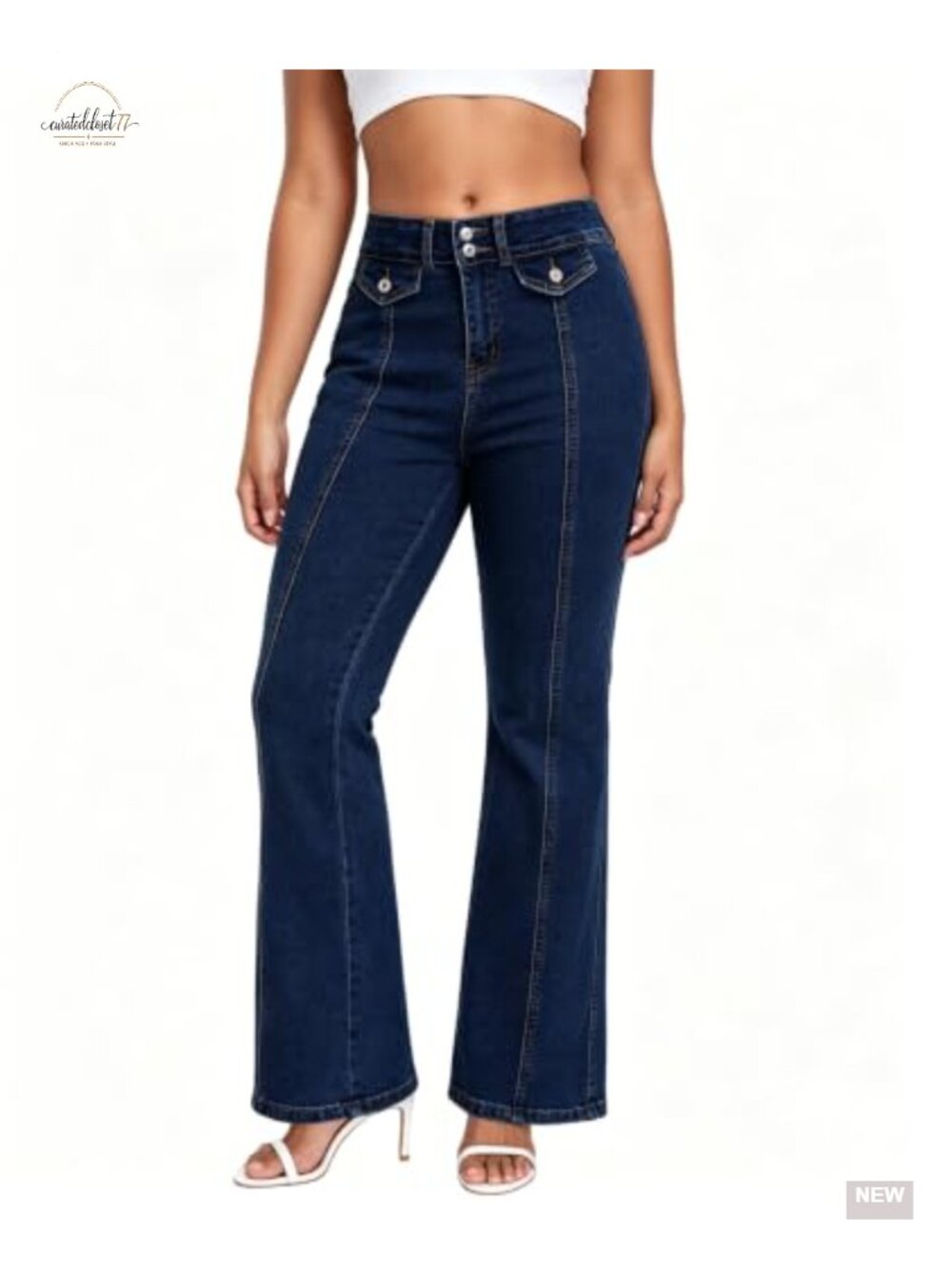 High Waisted Flared Wide Leg Stretchy Denim Jeans